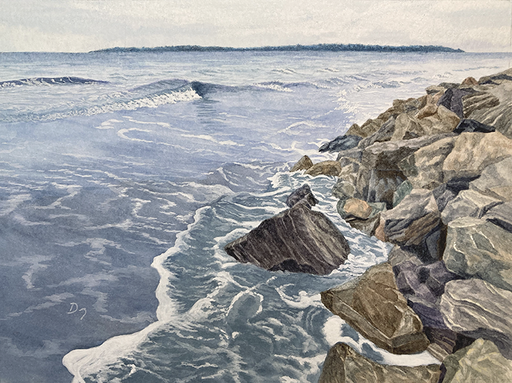 <em>Johnson Rocks, East Beach</em><span>watercolor</span><span>8 x 6</span><span>$120</span>