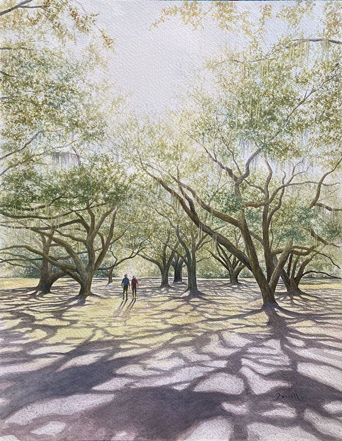 <em>Under the Oaks</em><span>transparent watercolor</span><span>11 x 14</span><span>$430</span>